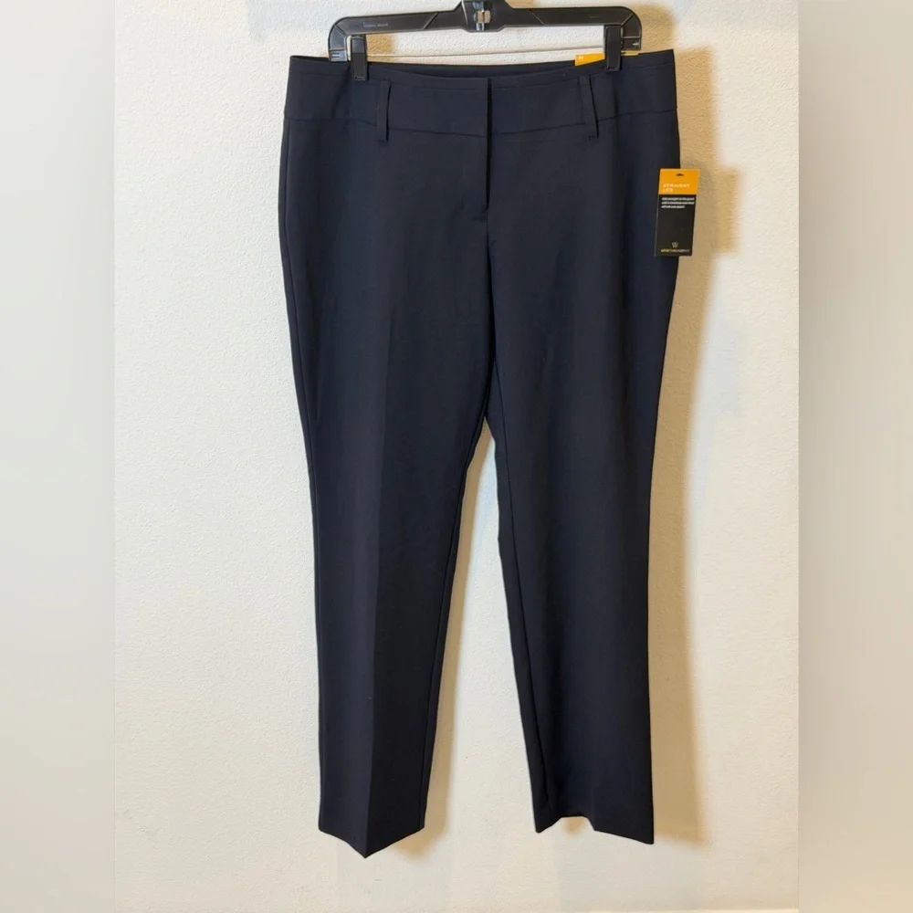 Worthington Modern Straight Leg Navy Blue Trouser Pants Size 12 NWT - Picture 2 of 8